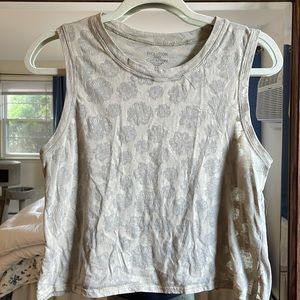 Green, floral yoga top